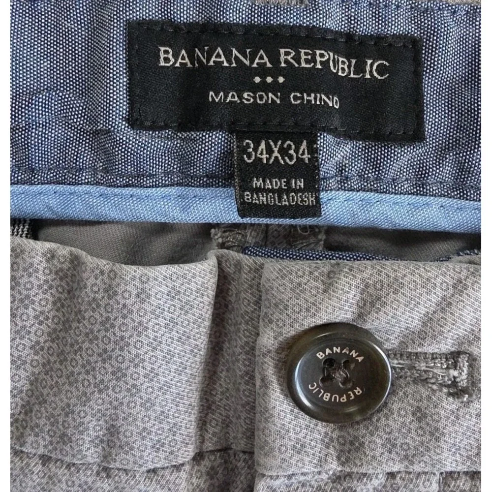 Banana Republic Men's Mason Athletic Tapered Fit Grey GEOMETRIC  Size 34X34